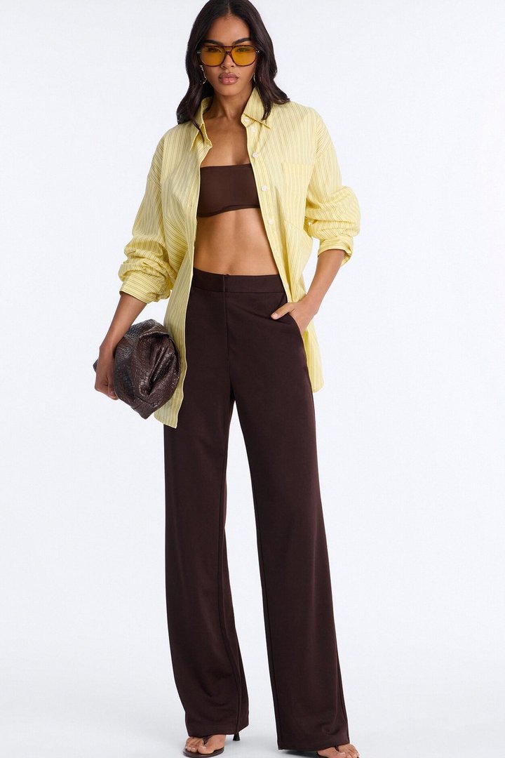 Street Cool Oversized Pinstripe Shirt - Yellow/combo