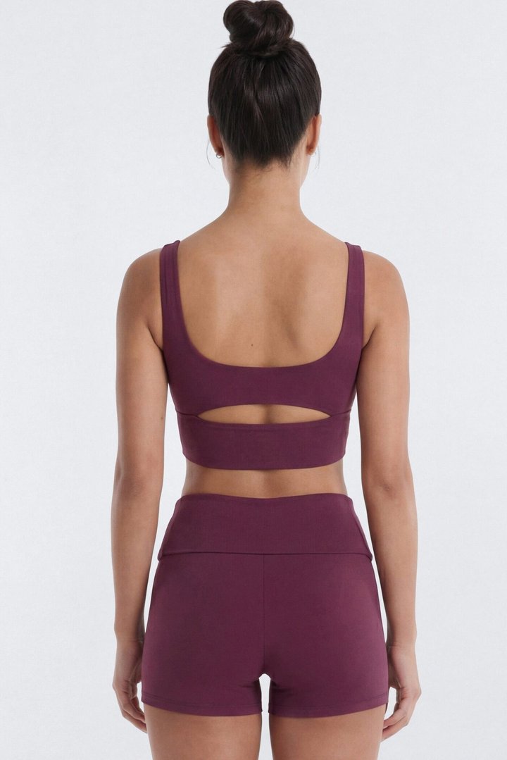 ButterSoft Cut Out Long Line Sports Bra - Merlot