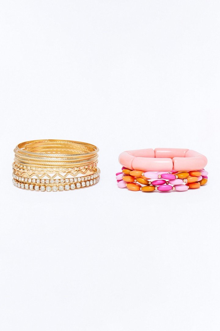 Helen 13 Piece Bracelet Set - Pink/combo