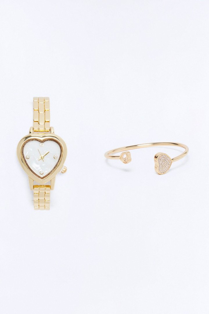 It's A Date Heart 2 Piece Watch Set - Gold