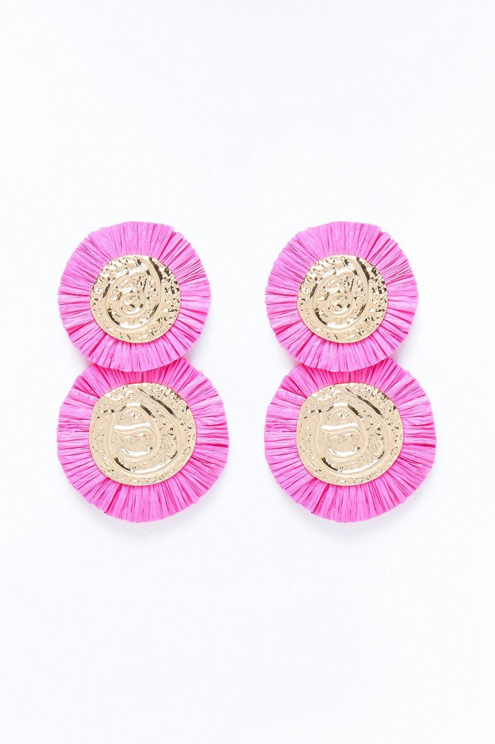 Sunburst Drop Earrings - Gold/Pink
