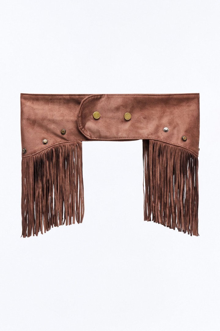 Ride To The West Wide Faux Suede Belt - Brown