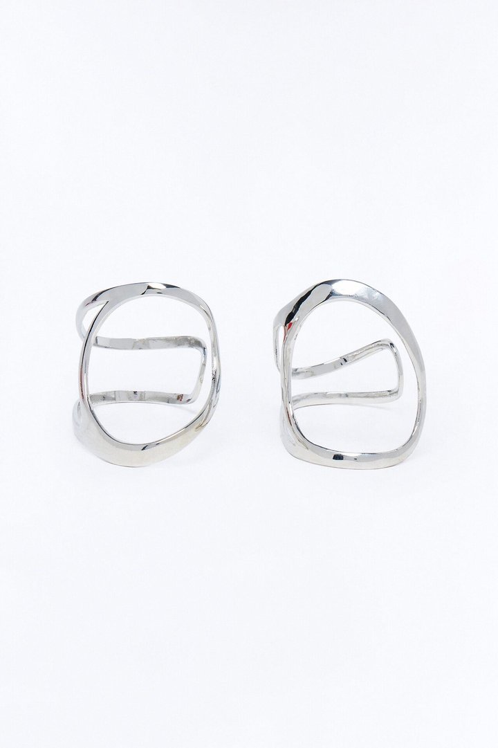 Stella 2 Piece Hand Cuff Set - Silver