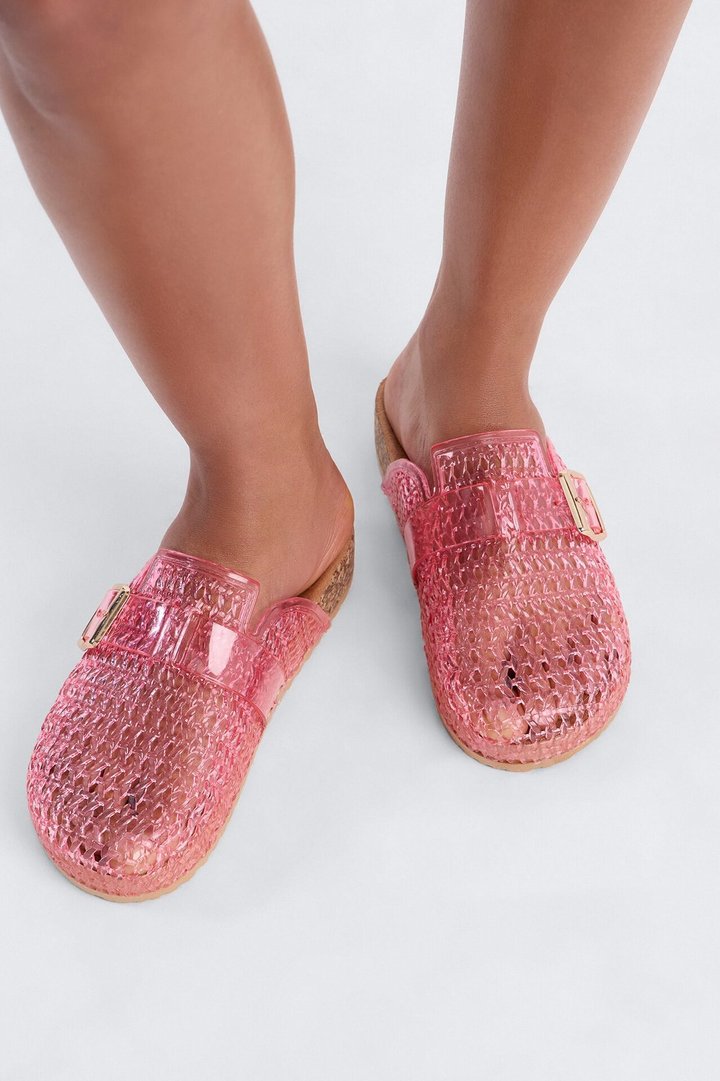 Boba Buckle Jelly Slides - Pink
