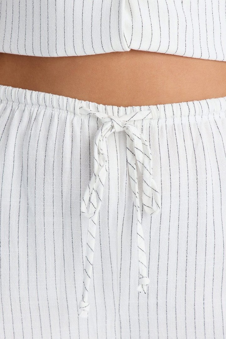 Girl Gone Wild Pinstripe Low Rise Wide Leg Pant 30″ - White/combo