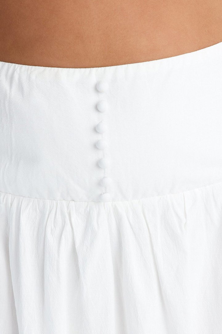 Brigitte Poplin Drop Waist Maxi Skirt - White