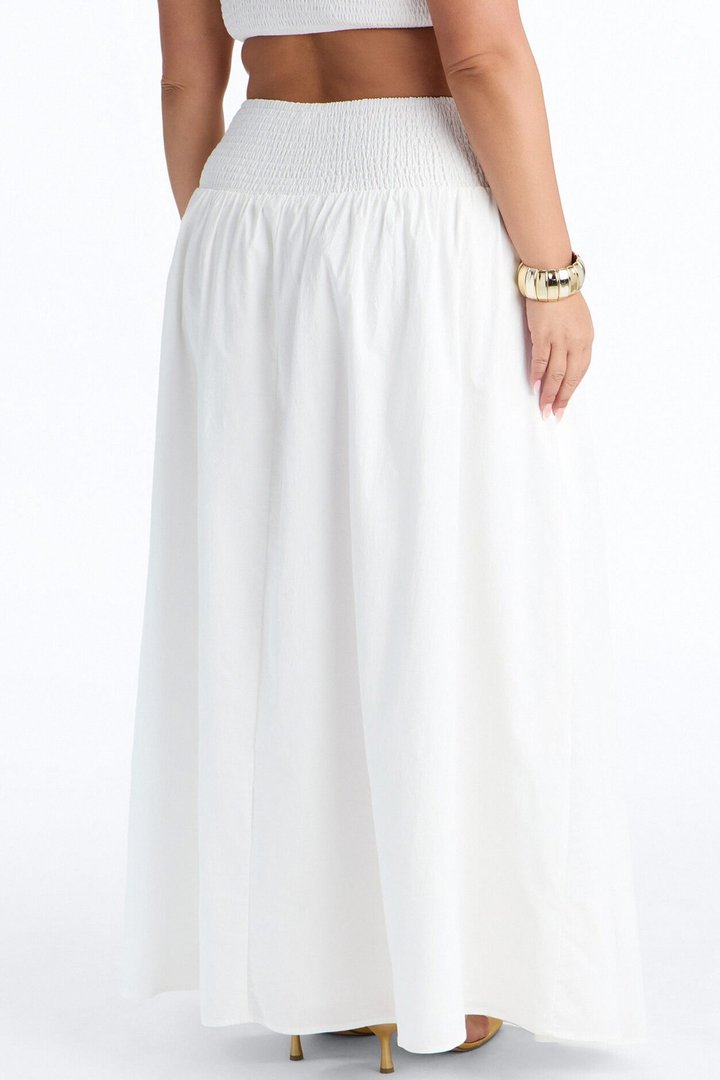 Brigitte Poplin Drop Waist Maxi Skirt - White