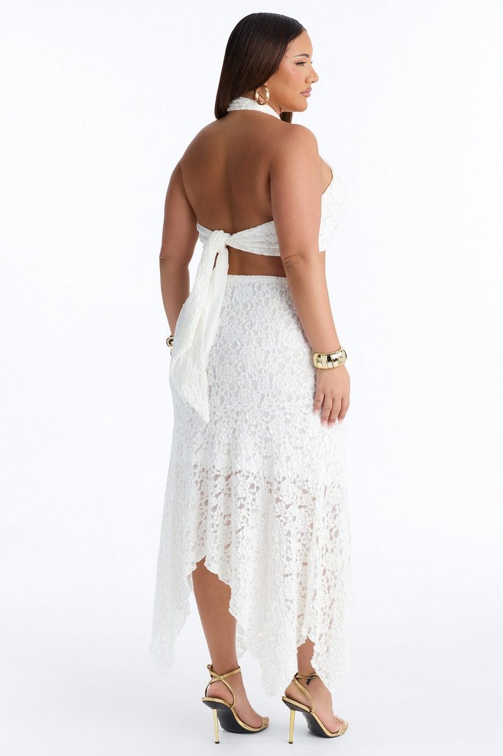 Summer Romance Asymmetrical Lace Maxi Skirt - Ivory