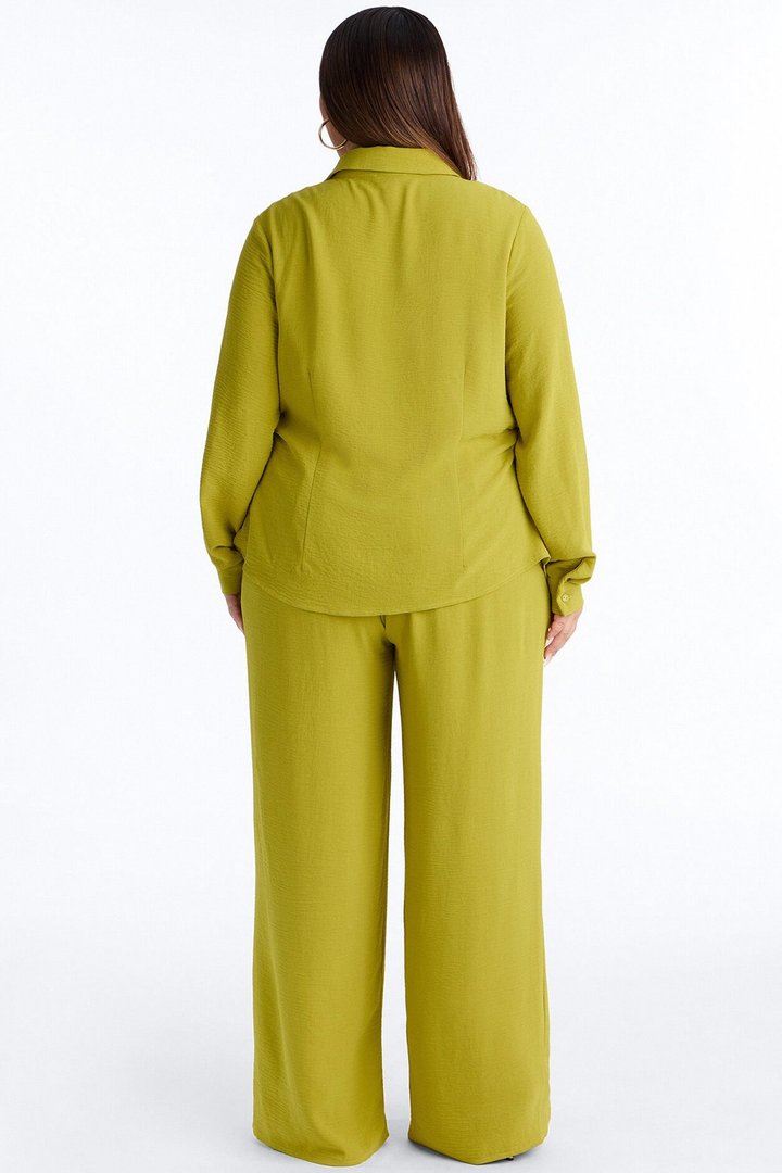 Makenzie Ruched Pant Set - Chartreuse