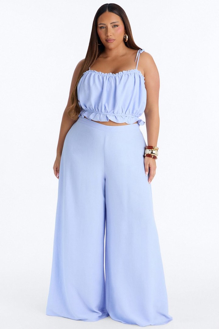 Kenya Wide Leg Pant Set - Blue