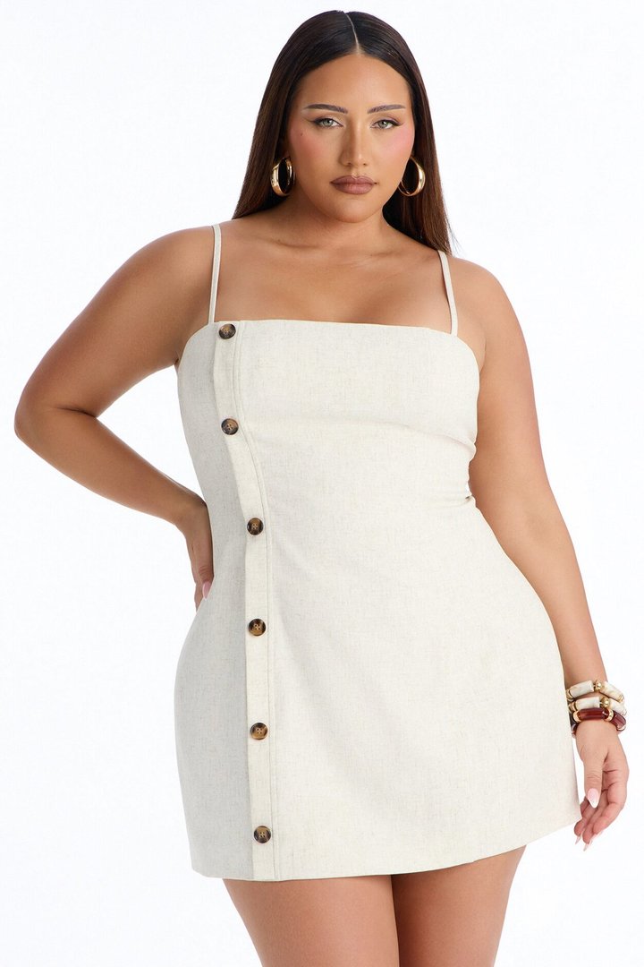 Leah Linen Mini Dress - Cream