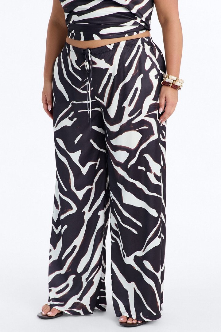 Safari Sunsets Satin Zebra Trouser - Brown Combo