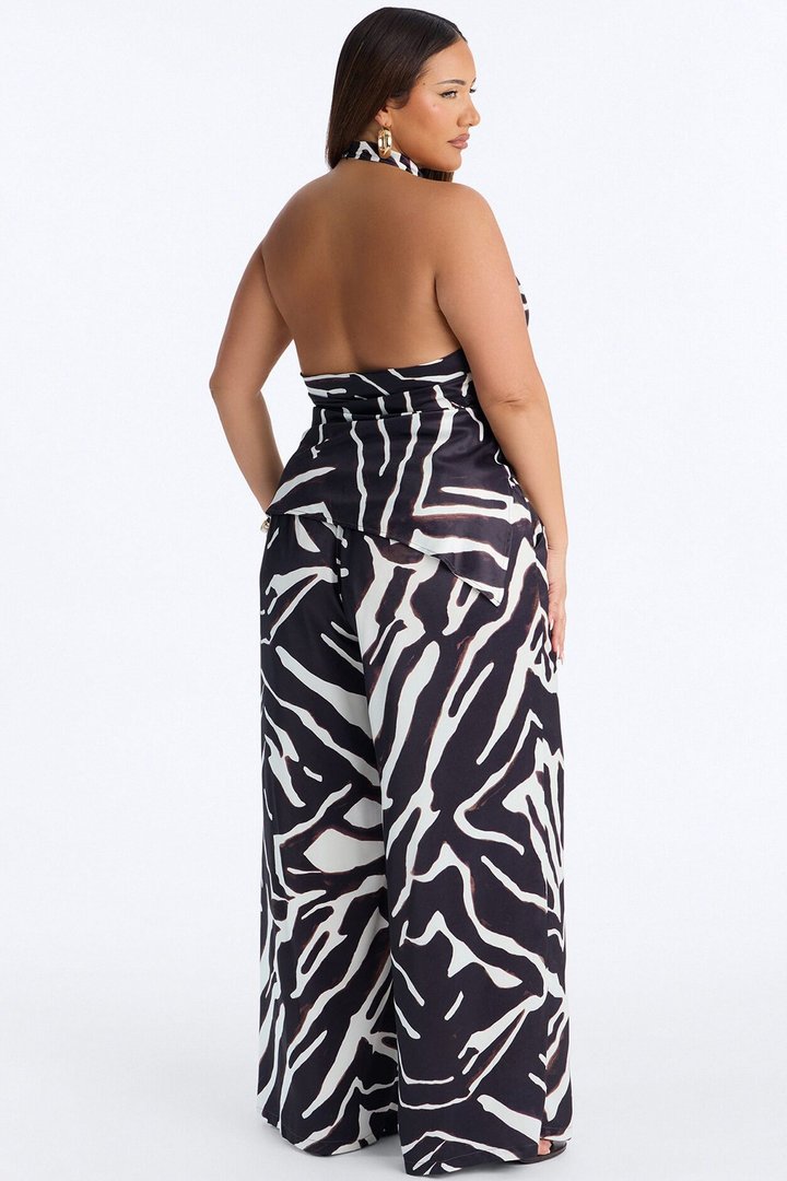 Safari Sunsets Satin Zebra Trouser - Brown Combo
