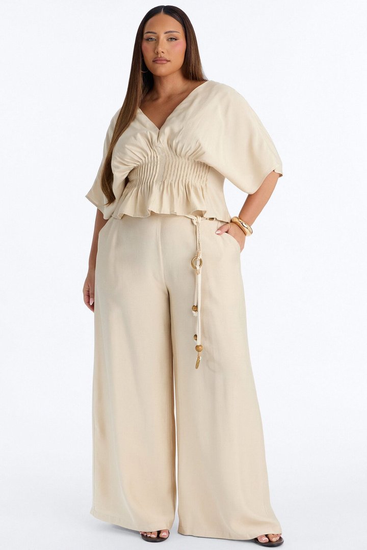 Miranda Linen Pant Set - Taupe