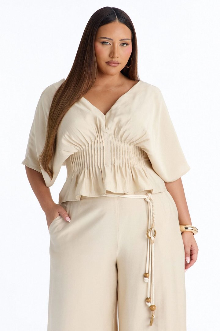 Miranda Linen Pant Set - Taupe