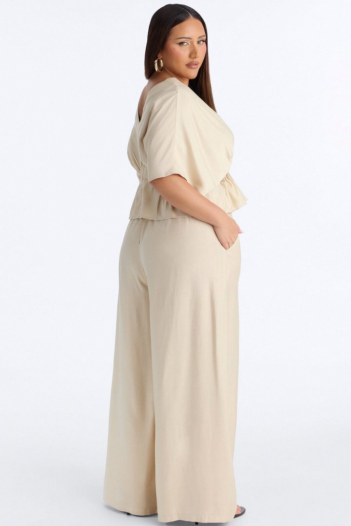 Miranda Linen Pant Set - Taupe