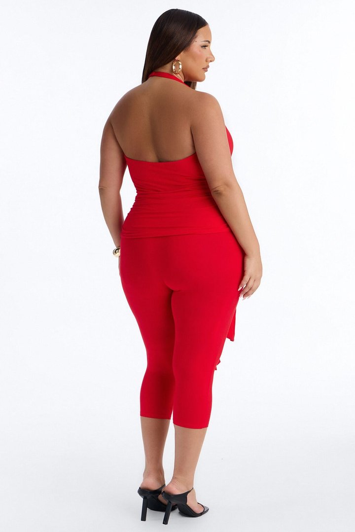 Karla Plunge Capri Catsuit - Red