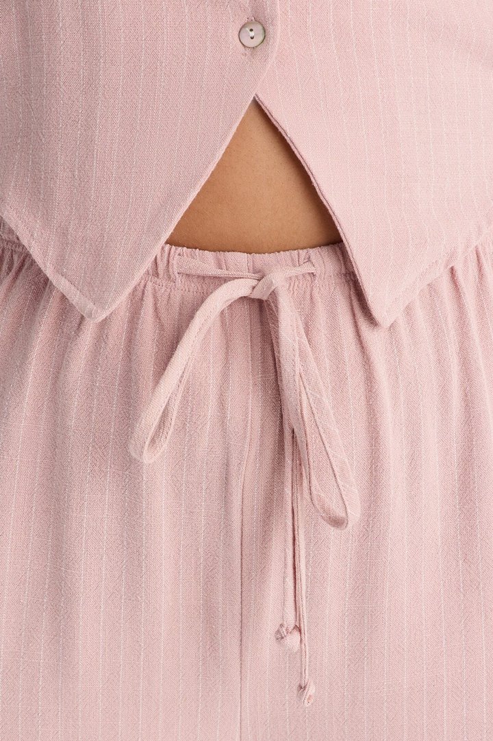 Girl Gone Wild Pinstripe Low Rise Wide Leg Pant 30″ - Blush