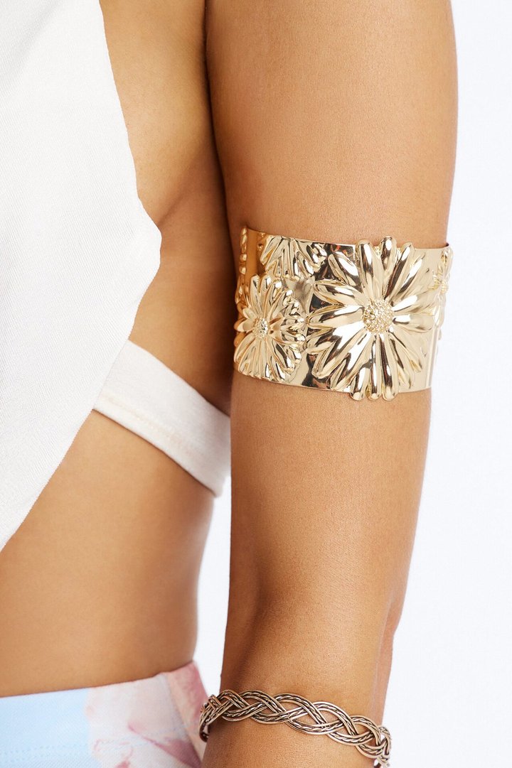 Sunshine And Sunflowers Cuff Bracelet - Gold