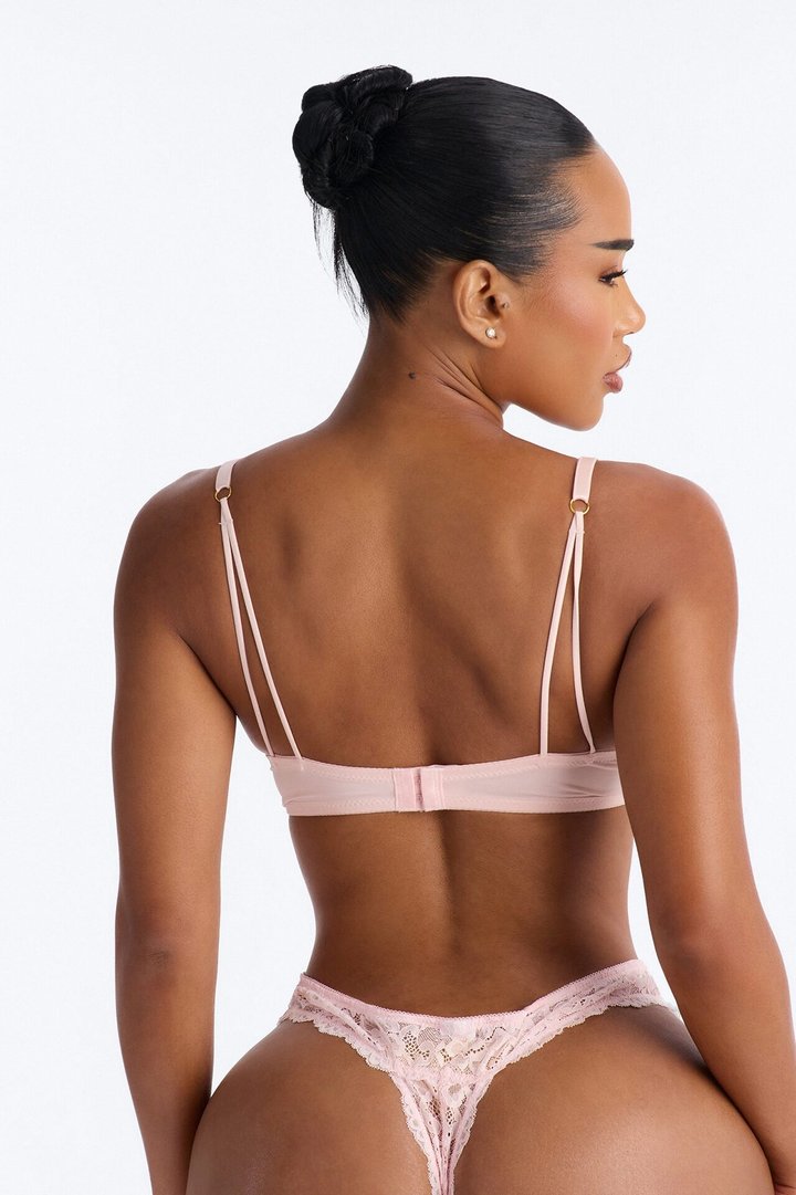 Lacey Lift Deep Plunge Push Up Lace Bra - Blush