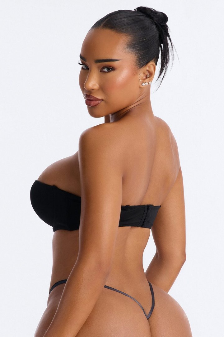 Quick Push Strapless Balconette Bra - Black