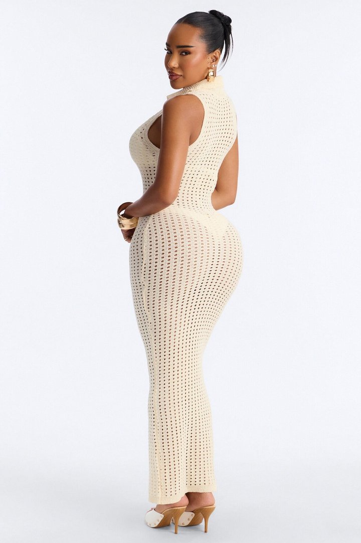 Tenny Crochet Swim Cover Up Maxi Dress - Cream