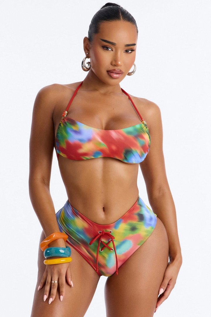 Falling For You 2pc Halter Bikini - Red/combo