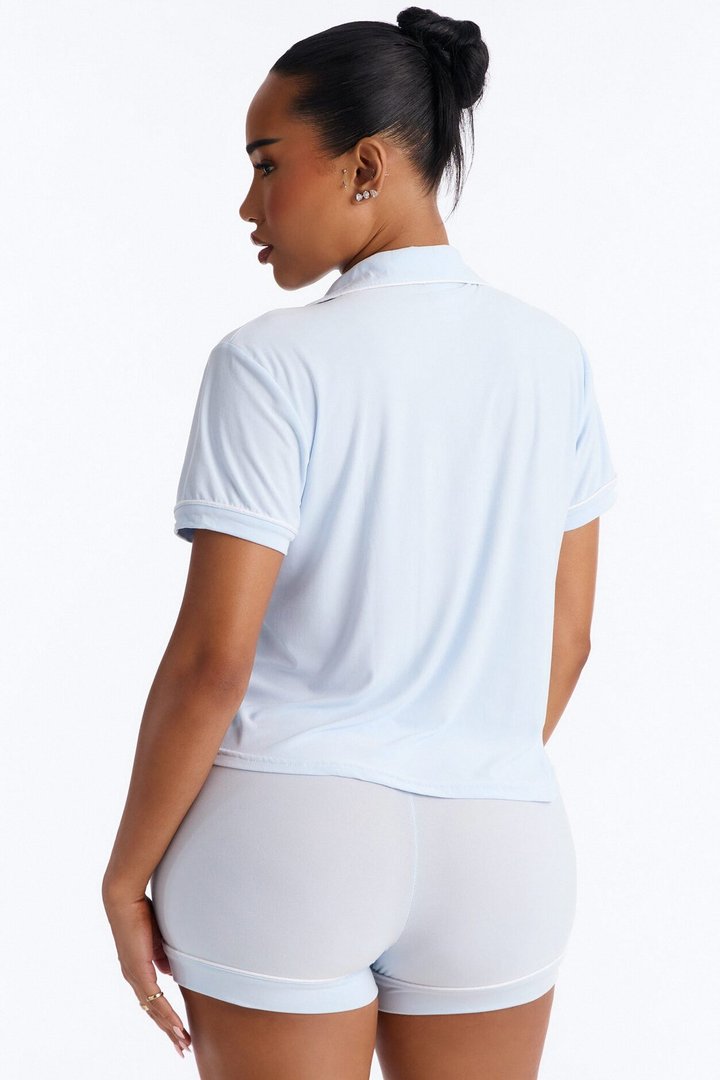 My Maid Of Honor Notch Collar PJ Short Set - Light Blue