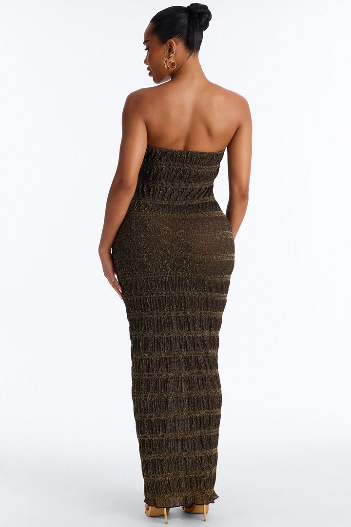 Becka Strapless Metallic Maxi Dress - Gold