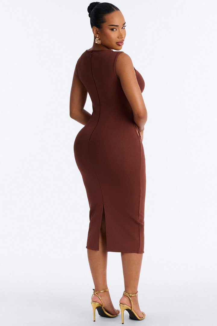 Sassy Angel Bandage Midi Dress - Brown