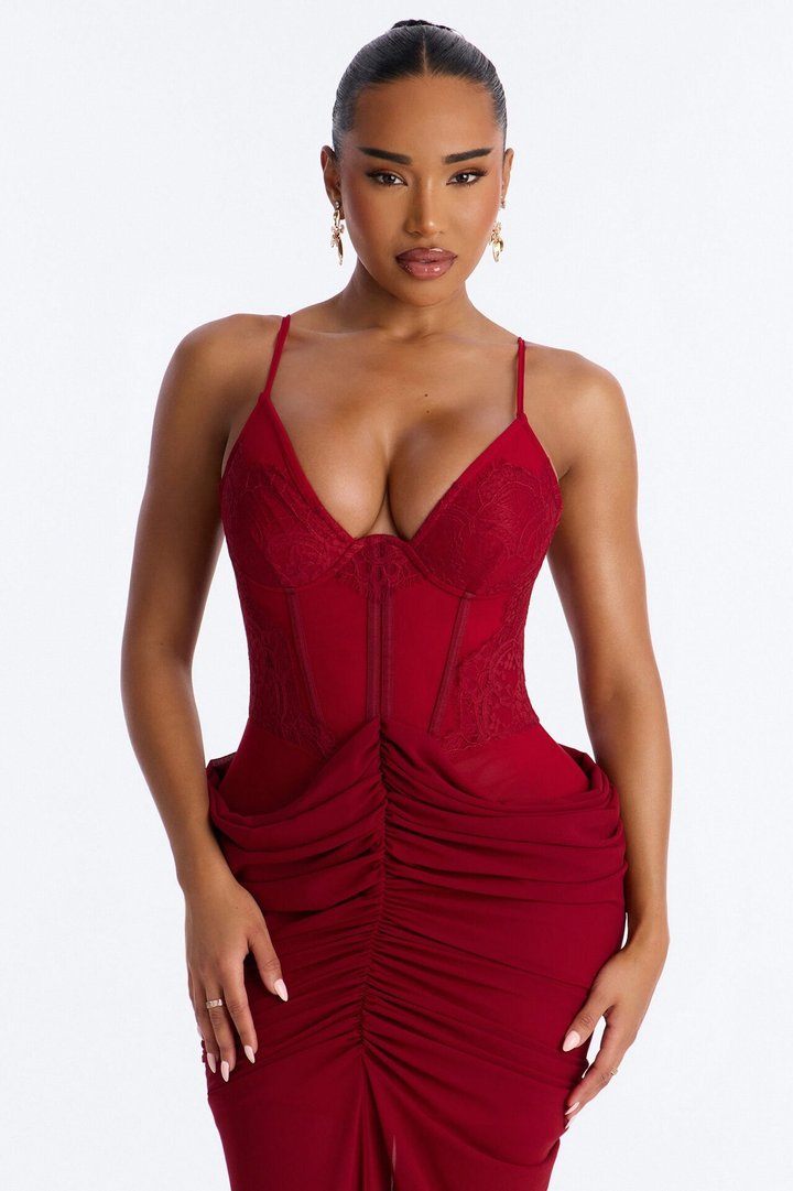 No Apologies Corset Maxi Dress - Marsala