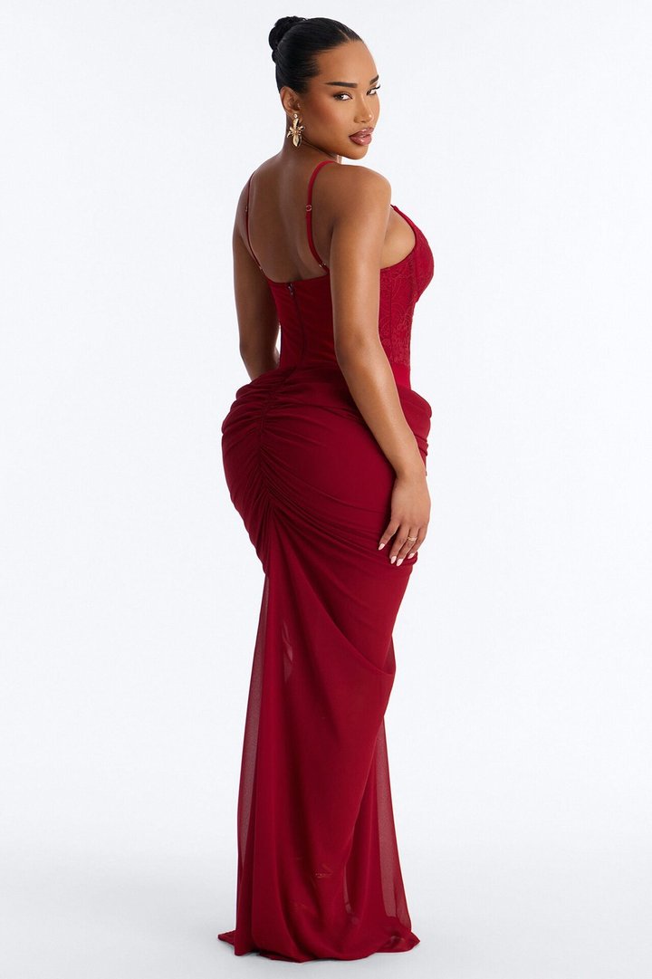 No Apologies Corset Maxi Dress - Marsala