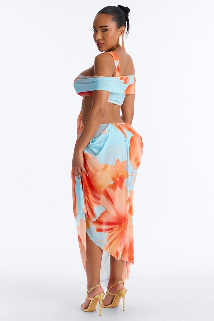 She Gets Her Way Mesh Maxi Dress - Blue/combo