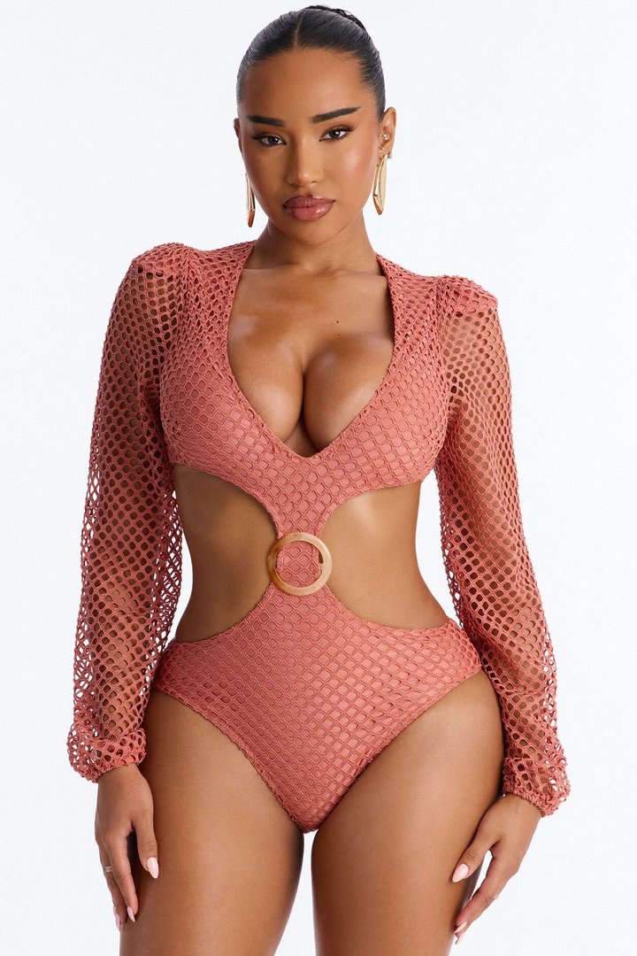 Julissa Crochet Bodysuit Maxi Skirt Set - Rust