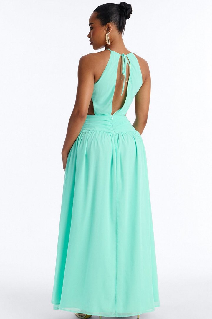 Zoe Drop Waist Chiffon Maxi Dress - Mint