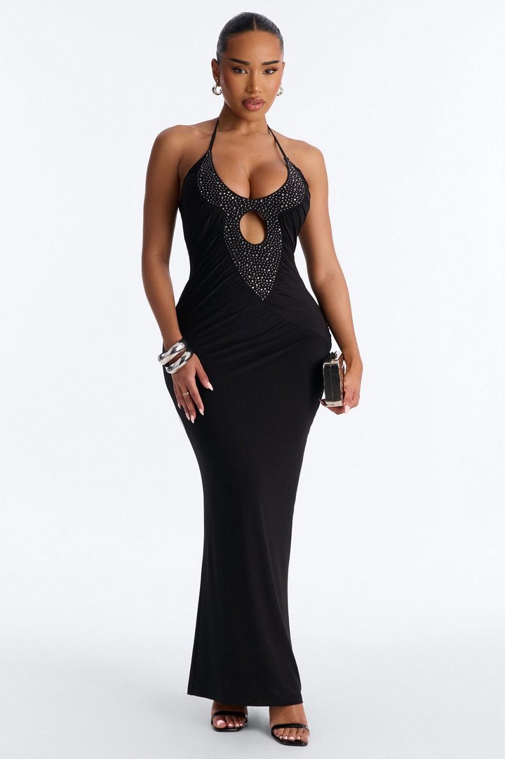 Kalena Embellished Maxi Dress - Black