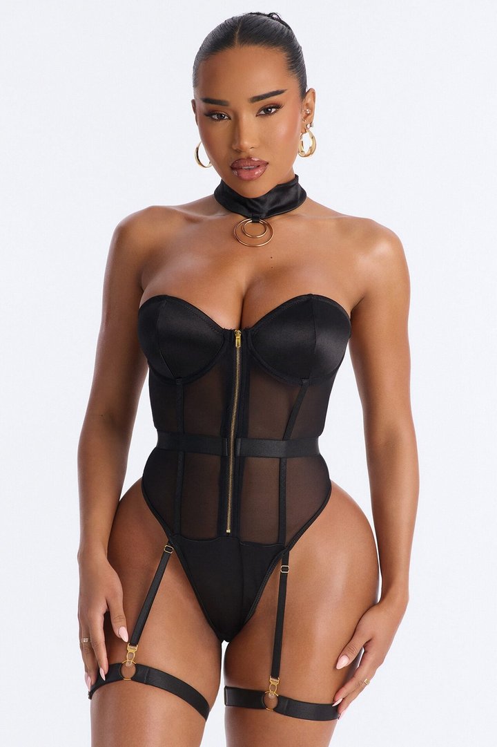 Keep You Guessing Lingerie Set - Black