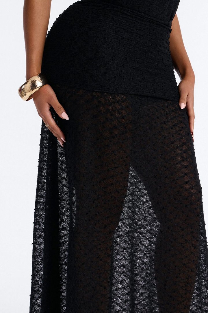 Sunset Dreaming Strapless Textured Maxi Dress - Black