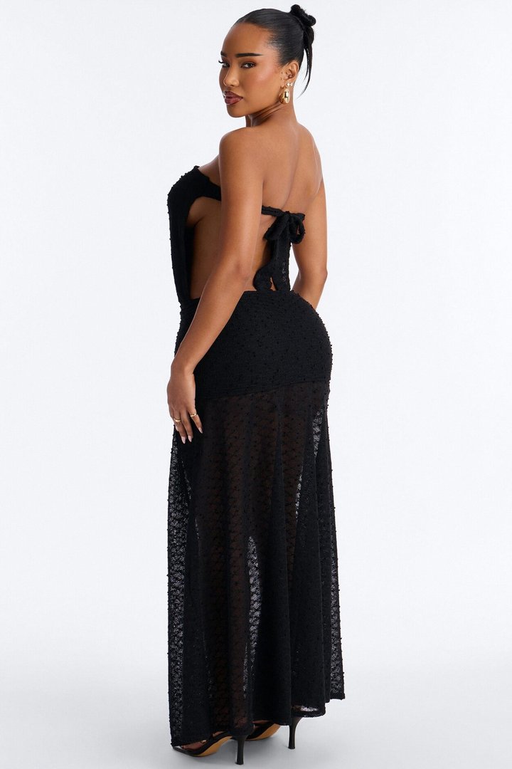 Sunset Dreaming Strapless Textured Maxi Dress - Black