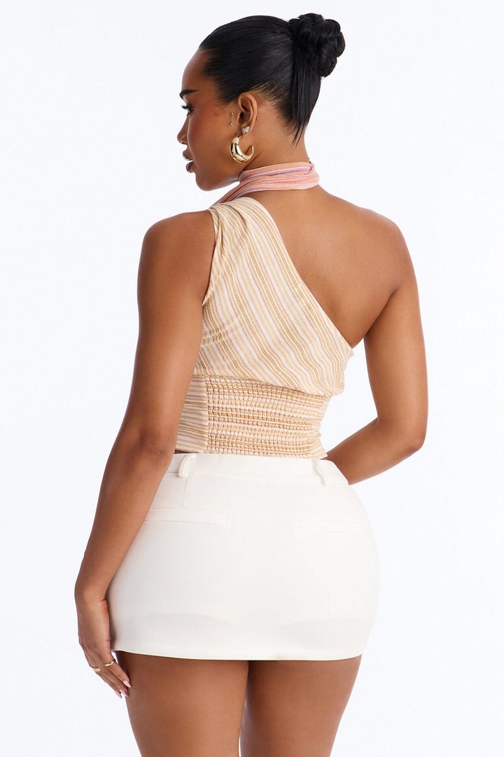 Heatwave Babe Striped Linen Scarf Top - Orange/combo