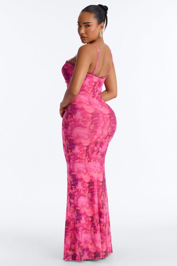 Selina Tie Dye Mesh Maxi Dress - Pink