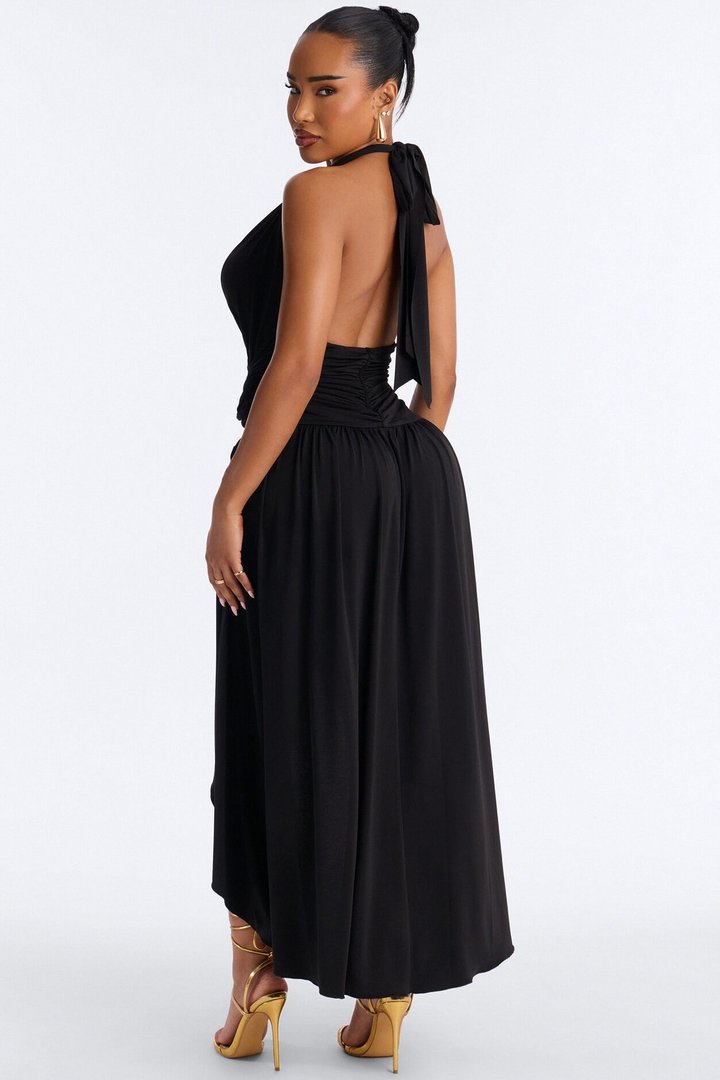 Astrid Asymmetrical Maxi Dress - Black