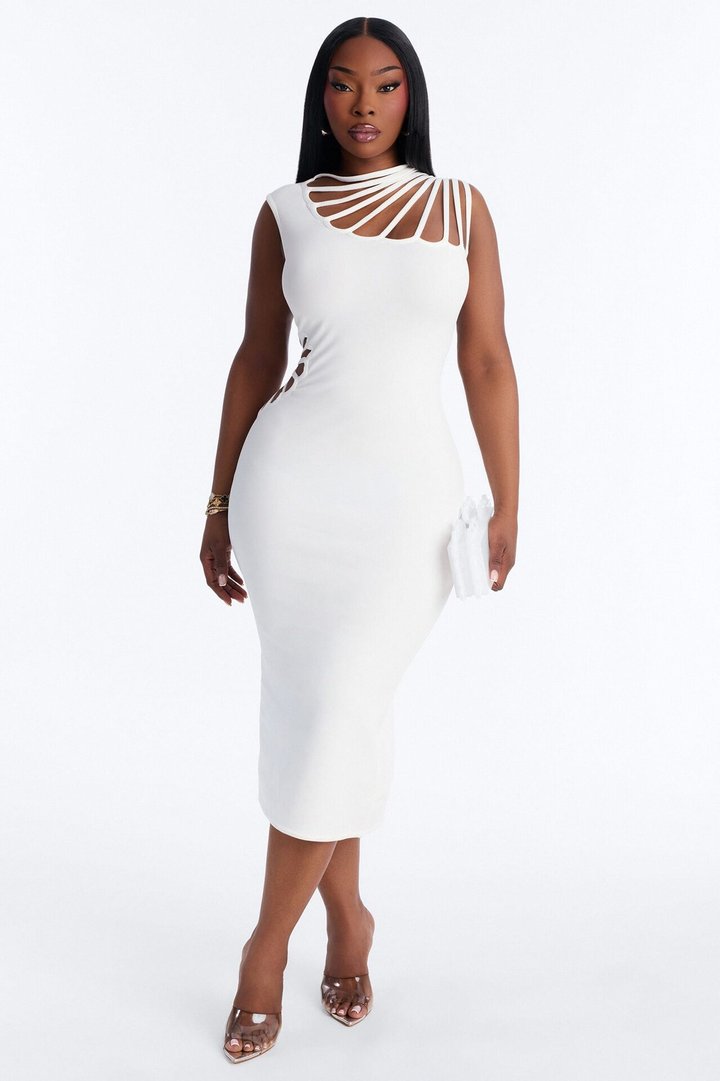 Sassy Angel Bandage Midi Dress - White