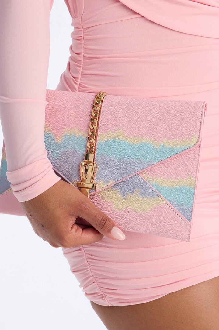 Live Life In Color Tie Dye Clutch - Pink/combo