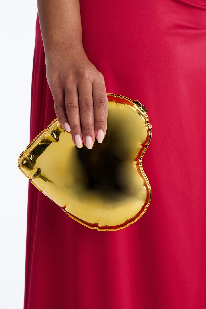Hot Air Heart Clutch - Gold