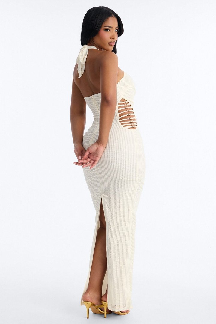 Breanne Halter Crochet Maxi Dress - Cream