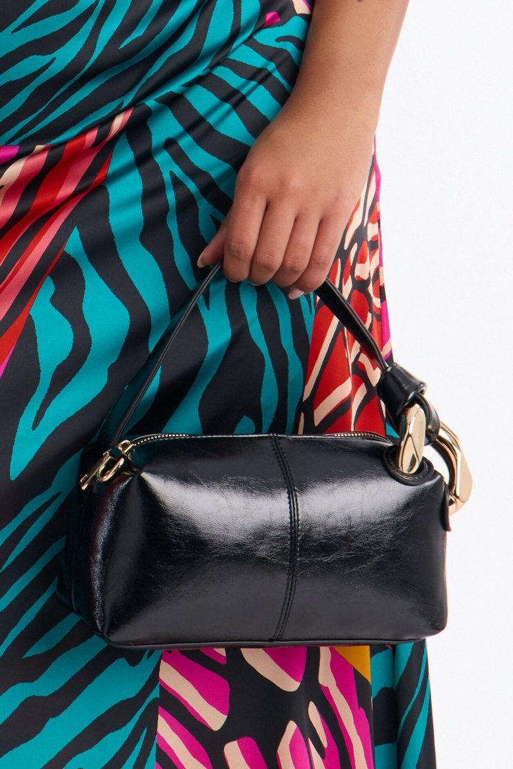 Nora Faux Leather Shoulder Handbag - Black