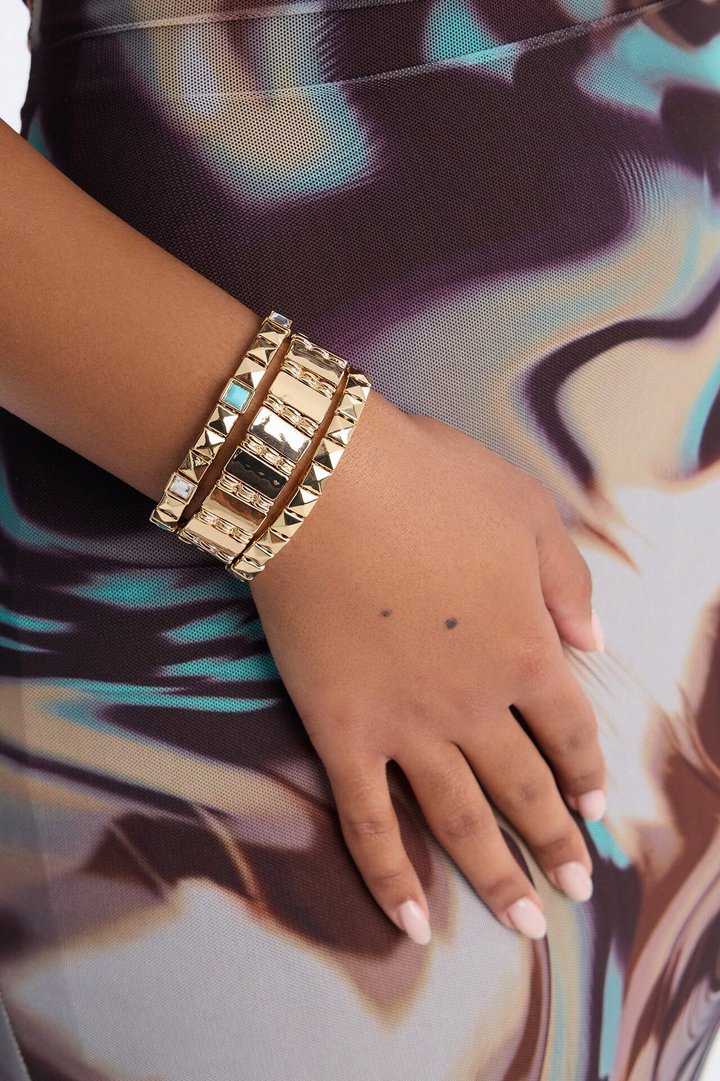 What A Stretch 3 Piece Bracelet Set - Gold