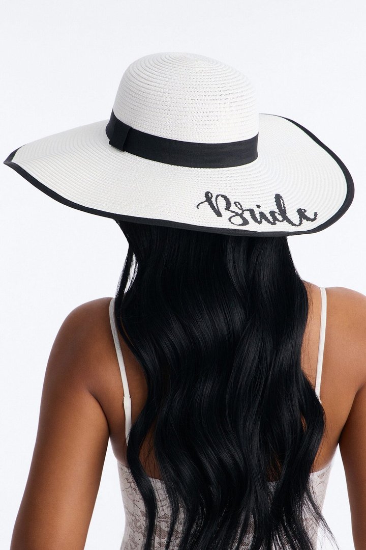 Honeymoon Straw Sun Hat - White/Black