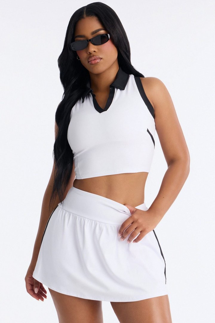 Courtside Cutie Mini Skirt Set - White/Black